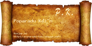 Poparadu Kán névjegykártya